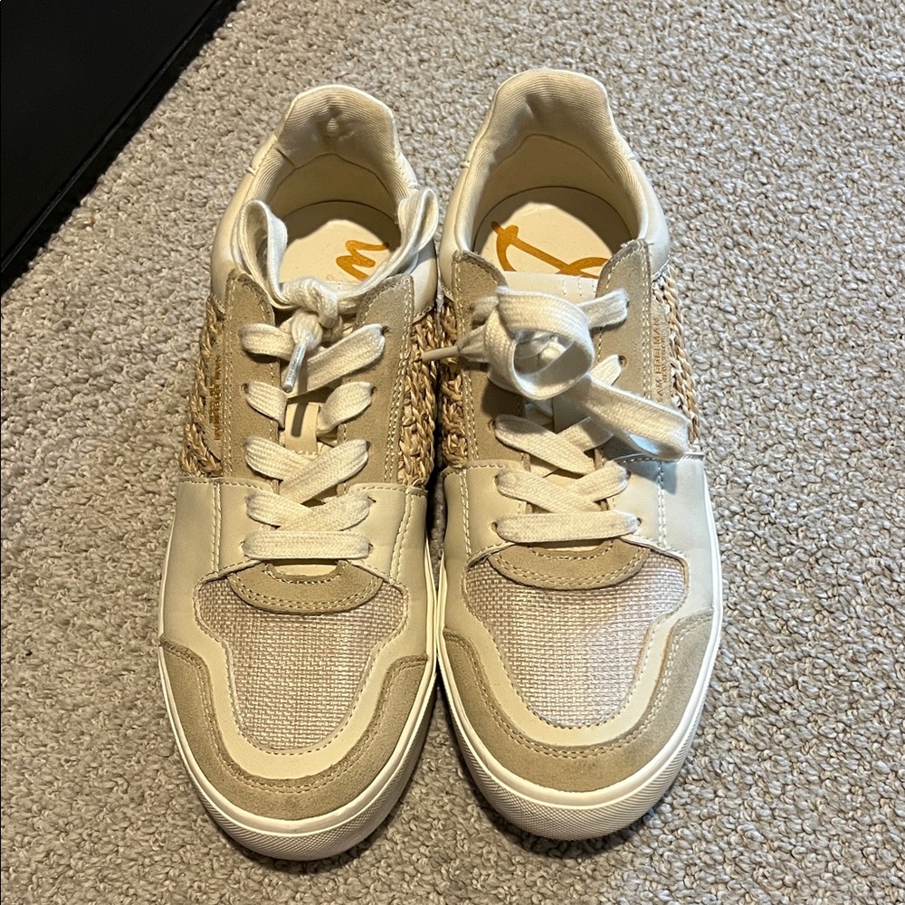 Sam Edelman Beige and White Sneakers